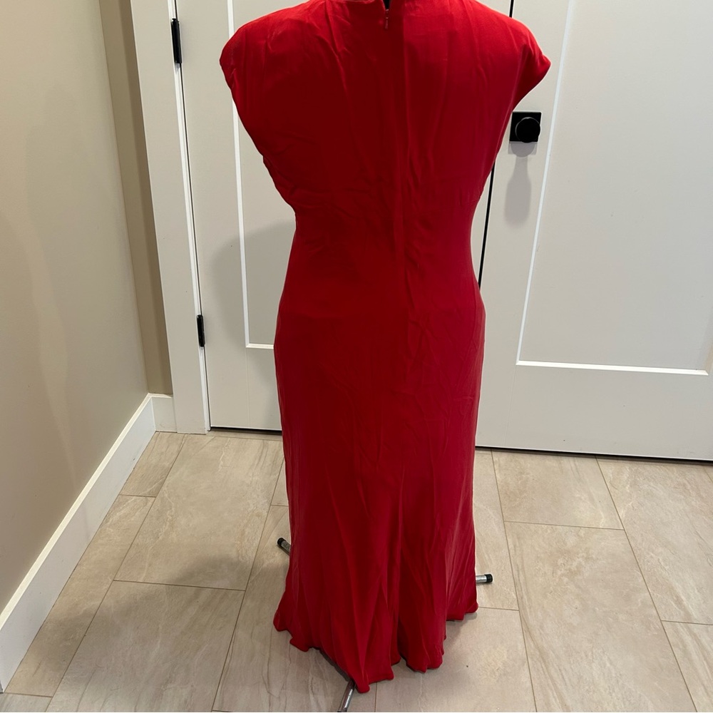 Vintage Jones New York Red Evening Silk Dress maxi size 14 - Picture 2 of 8